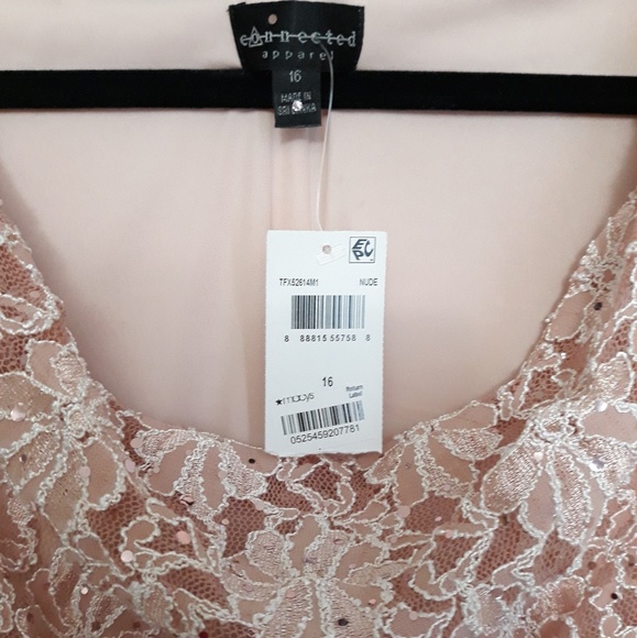 Connected Sequined Lace Cowl-Neck Gown Nude pink - Picture 8 of 8